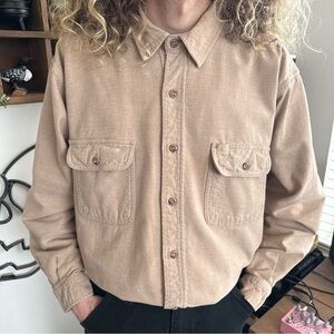 Vintage 90s 2000s Field & Stream Tan Chamois Button Down Work Shirt ~ Size XL